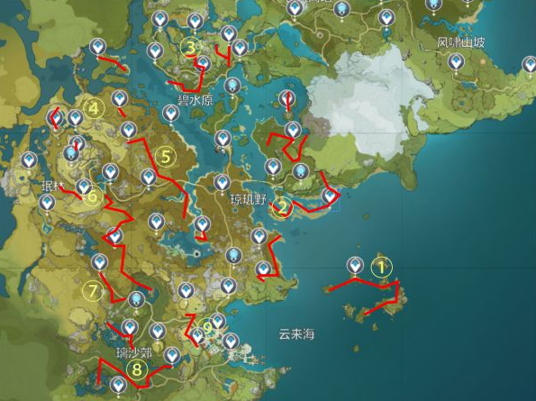 《原神》每日地图资源收集指南 怪物扫荡线路规划