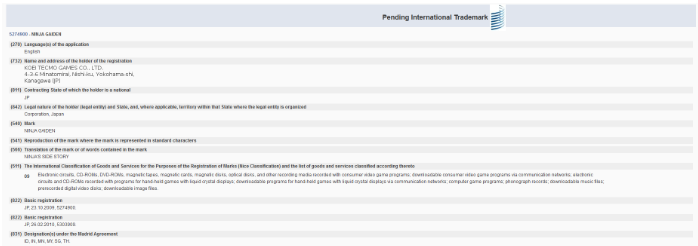 光荣近期注册《忍者龙剑传》新商标：未来或有新消息